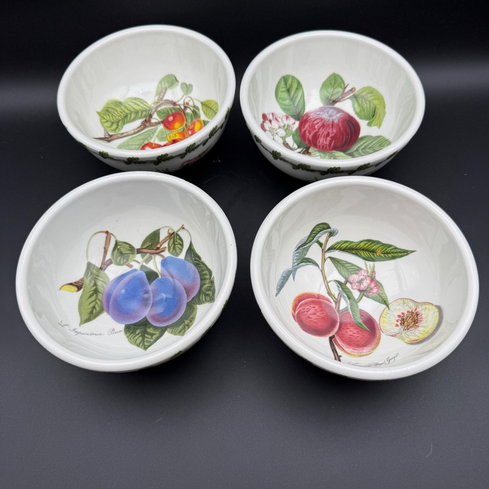 Vtg Portmeirion Pomona Cereal Bowls Set 4 Fruit Botanical Cottagecore 5 1/4 Inch